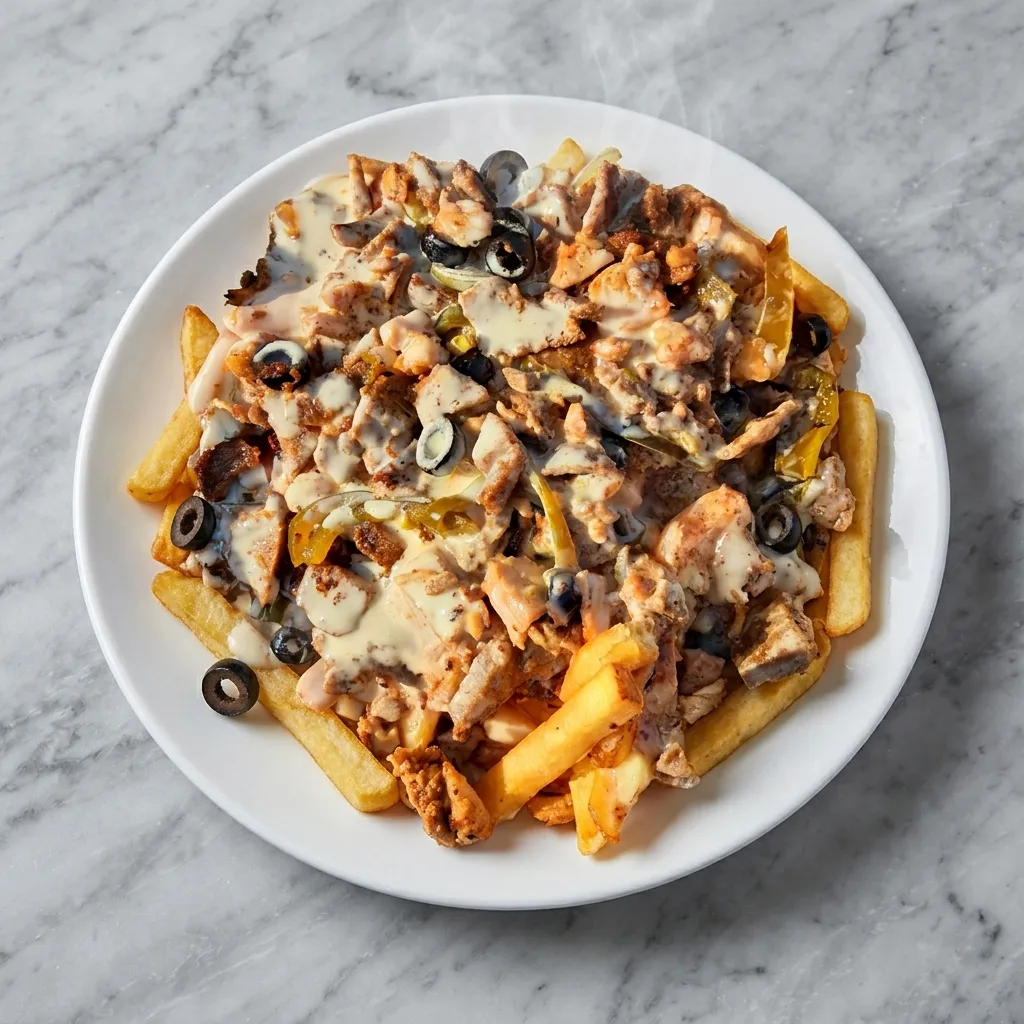 Classic poutine with crispy fries, cheese curds and gravy at BD Donair & Poutine, Edmonton